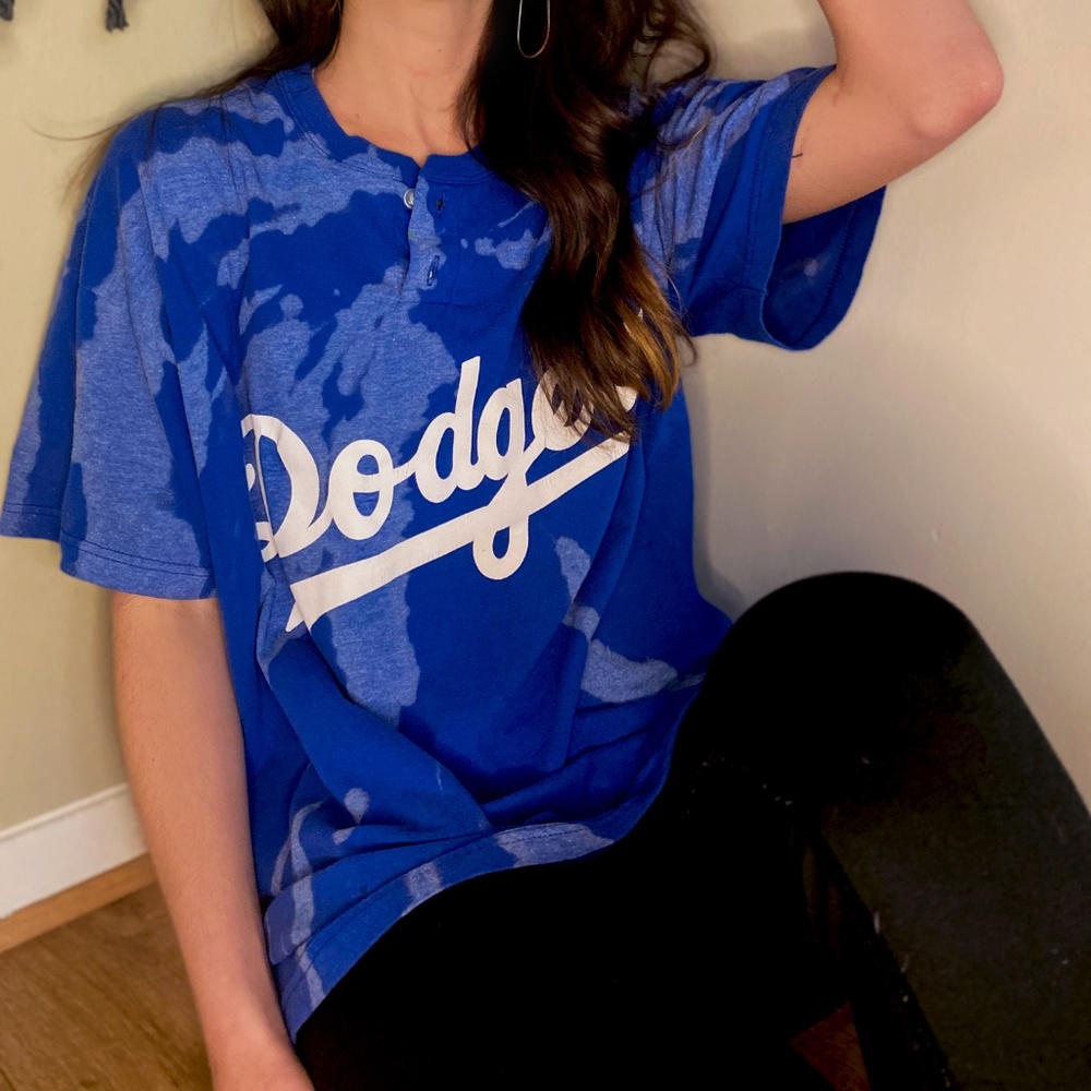 Custom Bleached LA Dodgers Henley T